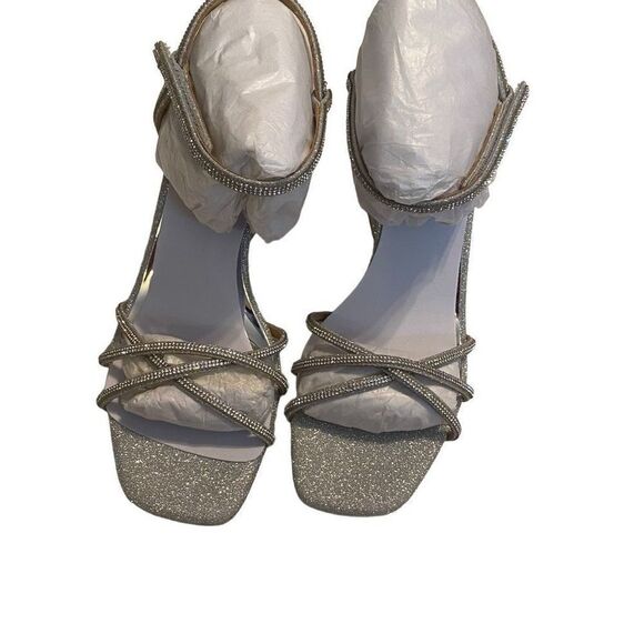 BADGLEY MISCHKA Frida Women’s Metallic Wedge Silver‎ Platform Heels Size8.5 NEW